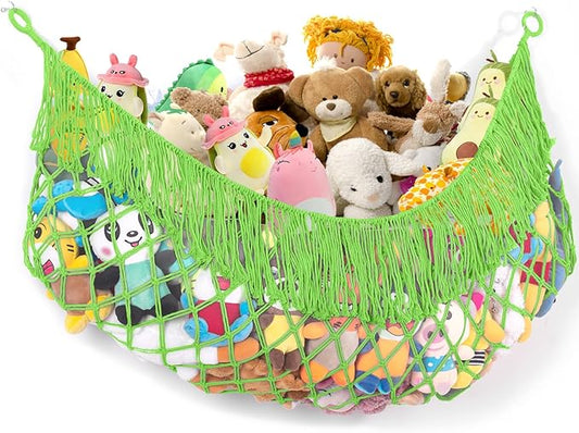 Stuffed Animal Hammock - Extra Large 56'' Long, Stuffed Animal Storage, stuffed animal Holder net, Hammock Large, Storage Hanging Organizer - Apple green