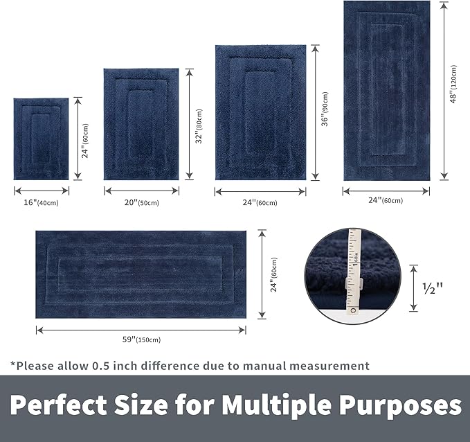 GRANNY SAYS Navy Bathroom Rugs, Bath Mats for Bathroom Non-Slip, Super Soft and Water Absorbent, Microfiber Bath Rugs Washable, Bath Rugs for Floor, Tub and Shower, 16" x 24"
