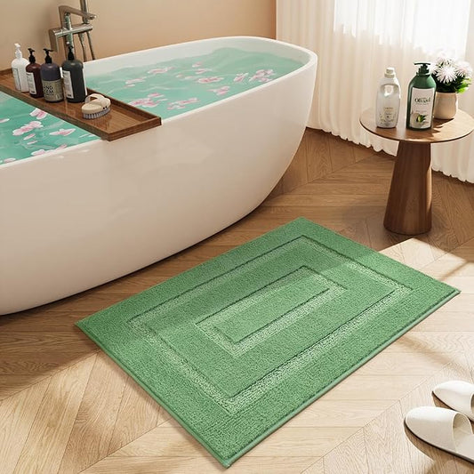 HOMORE Sage Green Bathroom Rug 24x36 Inch Soft Absorbent Microfiber Bathroom Runner Rug, Washable Bath Runners Rugs for Bathrooms Non Slip Bath Rugs for Shower Tub