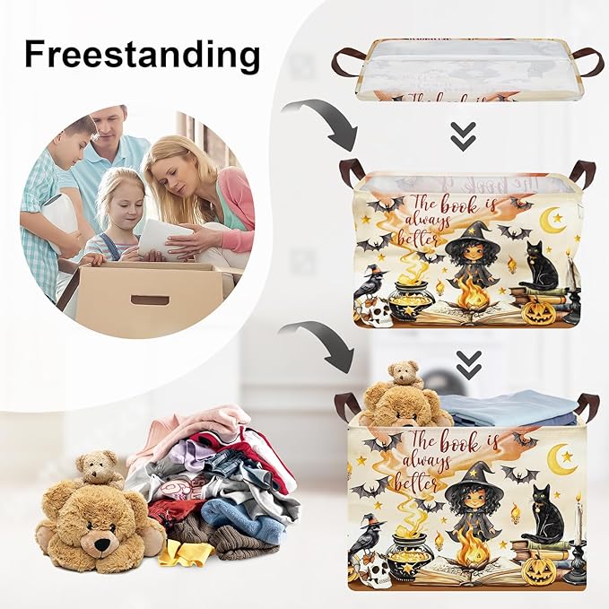 Magic Hat Bat Baby Gift Basket Collapsible Clothes Nursery Hamper for Boy Girl Large Book Shelf Basket Toy Box Bin for Kid Room, Witch, 36L