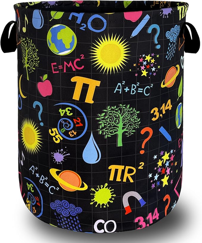Funny Laundry Basket Oxford Cloth Foldable Geometry Pattern Laundry Hamper With Handle Portable Clothes Organizer Storage Basket 18.9x16.5 Inch For Laundry Room/Bedroom/Bathroom