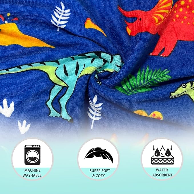 NovForth Kids Beach Towel for Boys Girls, Mermaid Hooded Bath Towel Wrap, Toddler Pool Towel with Hood