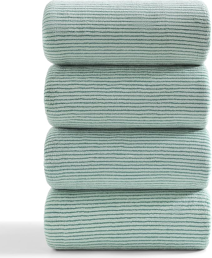 4 Piece Bath Towel Set 35"x70"Oversized Bath Towel for Bathroom Ultra Soft Fluffy Extra Large Bath Sheet Luxury Premium Bathroom Towel Highly Absorbent Quick Dry Shower Towel for Hotel Spa,Green