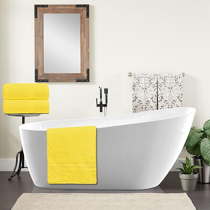 100% Cotton Luxury Bath Sheets - Pack of 2 (35" x 70") | Super Soft, Quick-Dry & Highly Absorbent Towels for Bathroom, Home, Spa & Gym (Yellow)