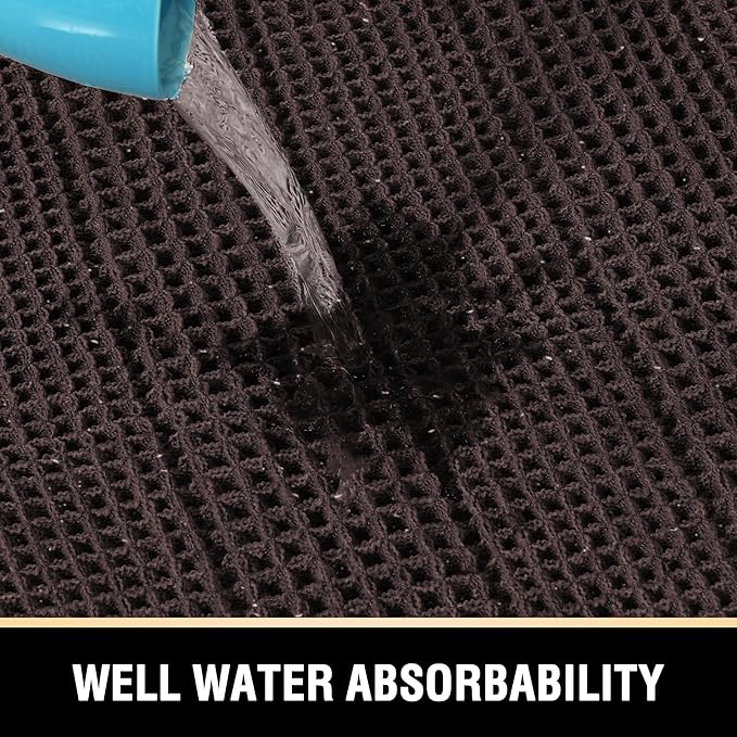 H.VERSAILTEX Upgraded Waffle Bath Mat Super Absorbent Non Slip Bath Rugs for Beside Tub, 17" x 24", Chocolate