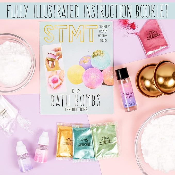 STMT Self-Love Club D.I.Y. Bath Bombs by Horizon Group USA, Create 5 Bath Bombs with Pastel Colors, Essential Oils & Clean Beauty Ingredients, DIY Bath Bomb Kit