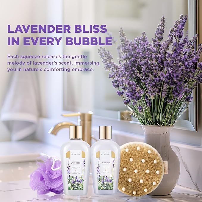 Spa Luxetique Gifts for Women 15PCS Lavender Gift Baskets for Women Bath and Body Gift Set Bath Sets for Her Skin Care Sets Anniversary Valentine Gifts for Women Wife Girlfriend Grandma Sister