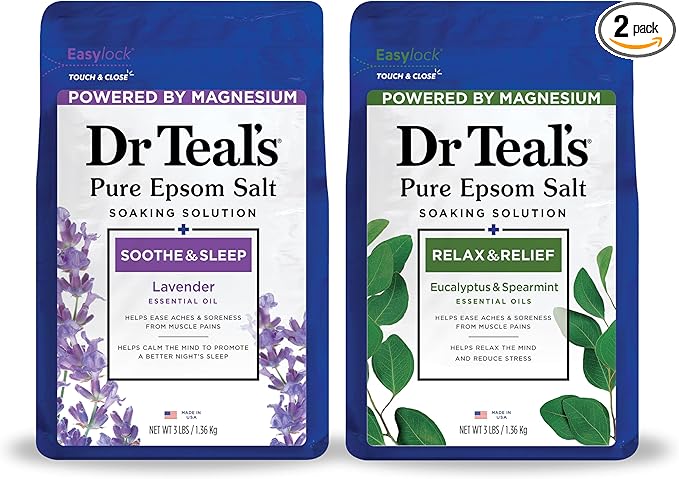 Dr Teal's Pure Epsom Salt, Lavender & Eucalyptus Duo Bundle, 3 lbs (Pack of 2)