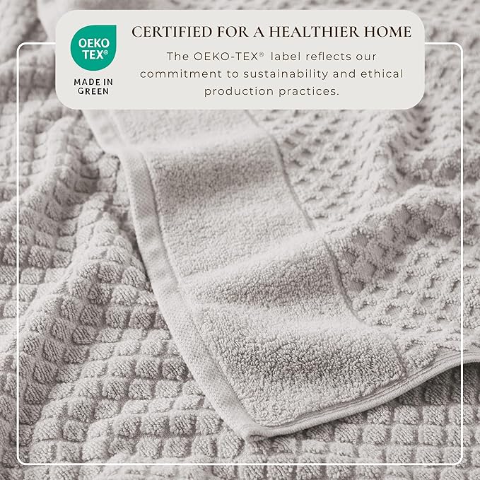 Great Bay Home Hand Towels - 100% Cotton 6 Pack 26x16 Hand Towel Set - Absorbent, Durable, Quick-Dry Towels for Bathroom (Light Gray)