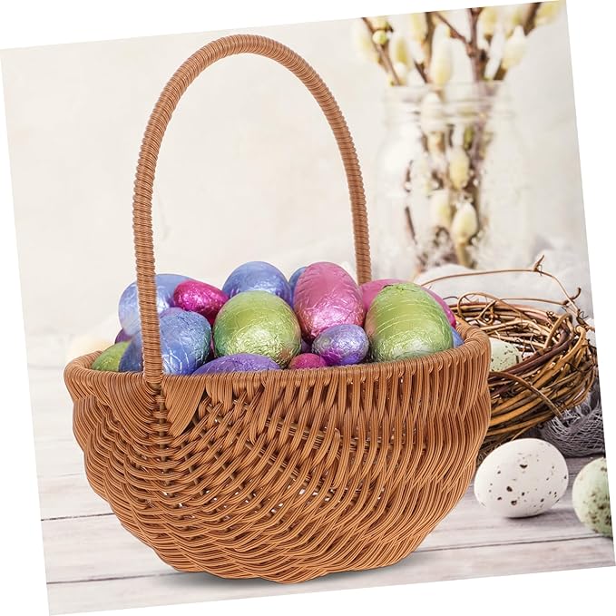 GLEAVI Rectangular Handwoven Easter Basket with Handle Cute Storage Holder for and Candy for Home Kindergarten Decoration Mini Craft Ornament