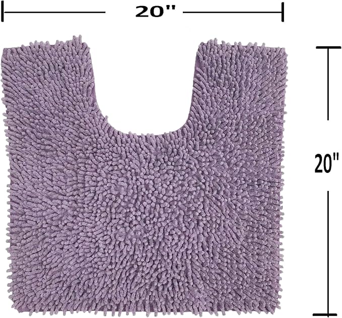 Home Weavers Fantasia Bath Rug 100% Cotton Bathroom Rugs Set, Washable Rug, Soft Cotton Extra Soft and Absorbent Bath Rug, Kitchen Mat, Bath Mat Set, Bath Floor Mat Non Slip, 20"x20" Contour, Purple