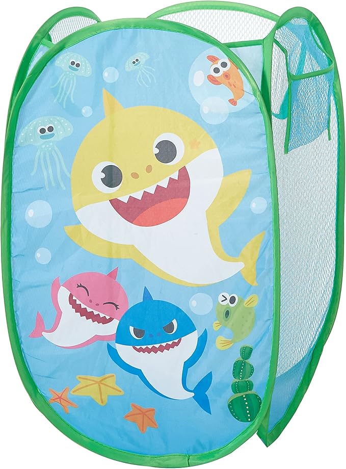 Baby Shark Pop-Up Hamper,Kids Laundry Storage Bin with Durable Carry Handles, 21" x 13.5" x 13.5" Collapsible Organizer