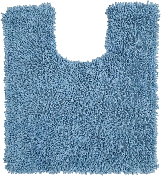 Home Weavers Fantasia Bath Rug 100% Cotton Bathroom Rugs Set, Bathroom Décor, Washable Rug, Extra Soft and Absorbent bath Rug, Kitchen Mat, Bath Mat Set, Bath Floor Mat Non Slip, 20"x20" Contour, Blue