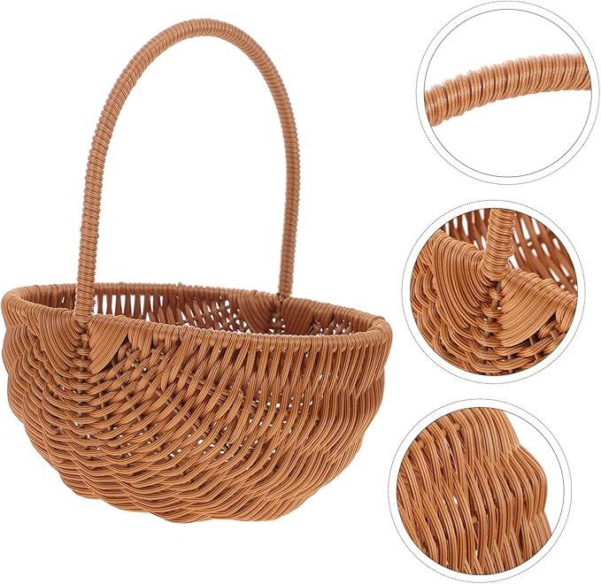 GLEAVI Rectangular Handwoven Easter Basket with Handle Cute Storage Holder for and Candy for Home Kindergarten Decoration Mini Craft Ornament