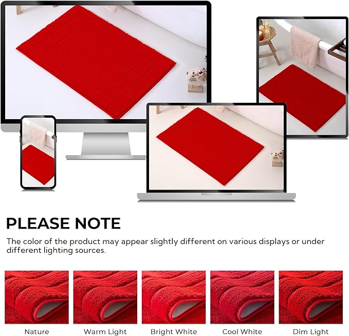 GRANNY SAYS Bathroom Rug, 20" X 32" Bath Rugs for Bathroom, Microfiber Cute Bath Mats, Washable Rug for Bath Tub, Bath Mat Non-Slip, Decorations Indoor, Red