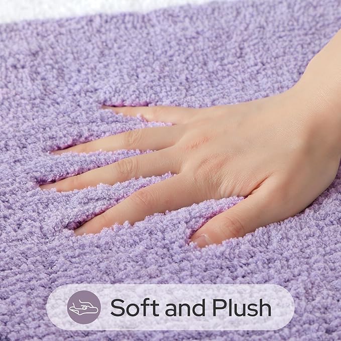 HOMEIDEAS Bathroom Rugs Sets 2 Piece, Super Soft and Absorbent Microfiber Tufted Bath Mats, Non-Slip and Machine Washable Bath Rugs(Lavender)