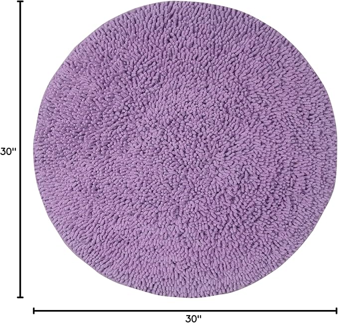 Home Weavers Fantasia Bath Rug 100% Cotton Bathroom Rugs Set, Bathroom Décor, Washable Rug, Extra Soft and Absorbent Bath Rug, Kitchen Mat, Bath Mat Set, Bath Floor Mat Non Slip, 30" Round, Purple