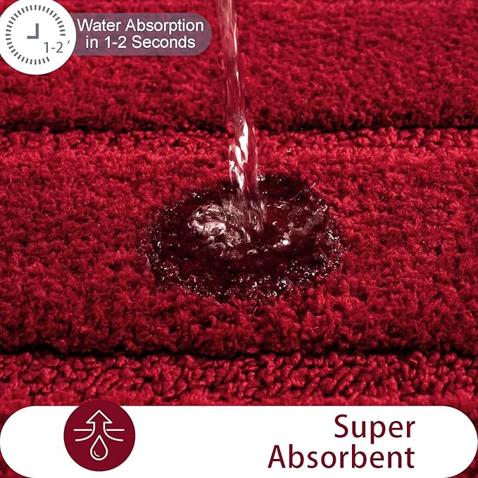 HOMORE Bathroom Runner Rug 24x60 Inch, Soft and Absorbent Bath Runner Rug, TPR Backing Non Slip Bath Mat, Washable Plush Bath Rugs for Bathroom Floor Shower Tub Sink Christmas Decor, Wine Red