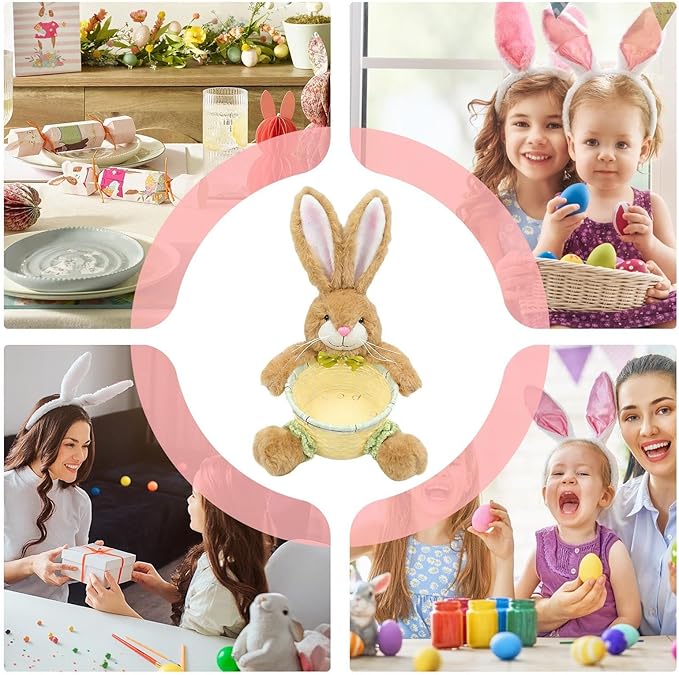 Easter Basket - Bunny Eggs Storage Organizer | Candy Storage Basket,for Kids Party Holiday Family Gathering Food Snacks Chocolate Candy Biscuits
