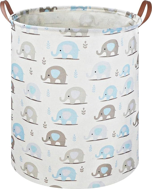Laundry Hamper, Elephant laundry Basket, Nursery Hamper, Waterproof Storage Bin for Bedroom, Clothes Organizer Basket, Room Decor(Blue Elephant)