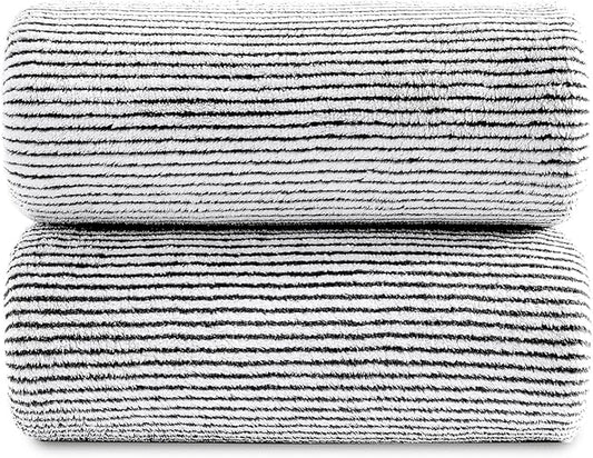 2 Pack Black White Hand Towel Set "16x31",Ultra Soft Microfiber Towel Set for Bathroom Highly Absorbent & Quick Dry Hand Face Towel,Multi-purpose Luxury Premium Towel for Kitchen,Hotel,Shower,Spa,Gym