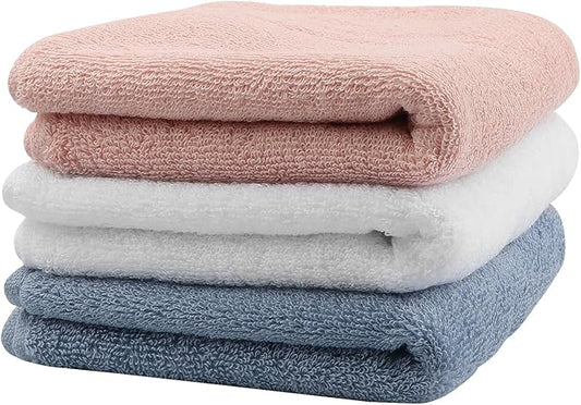 3 Pack 100% Cotton Wash Cloth, 13x29 Inch Highly Absorbent and Soft Feel Fingertip Towels, Machine Washable Washcloths for Bathroom, Gym, Hotel, Spa and Kitchen, 3 Colors