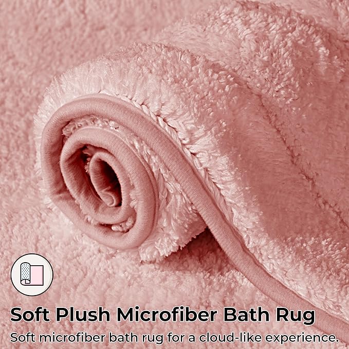 GRANNY SAYS Pink Bathroom Rugs Non Slip Washable, 24"x 48", Soft Bath Mats for Bathroom, Microfiber Shag Rug, Absorbent Bath Floor Mat, Large Bath Rug for Shower, Tub, Bedroom
