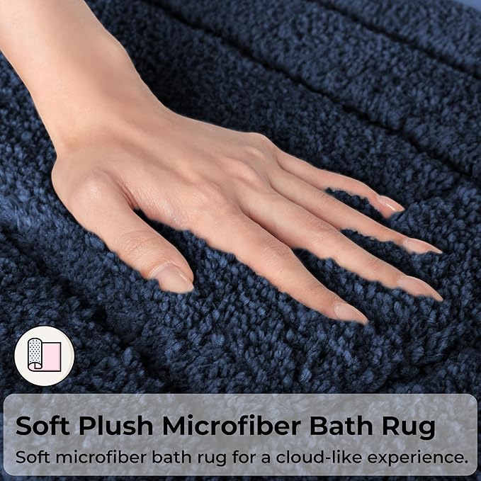 GRANNY SAYS Long Bathroom Rug Mat, Bath Mats Non-Slip, Super Soft & Water Absorbent, Large Bath Rugs, Machine Wash Dry, Bathroom Runner Rugs for Floor, Tub and Shower, 24" x 48" Navy Blue