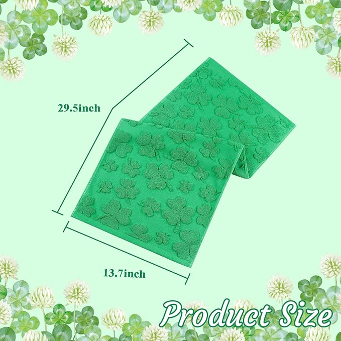 2 Pack St. Patrick's Day Hand Towels Kitchen Dish Towels Spring Green Clover Shamrocks Melody 100% Cotton Decorative Bathroom Towels Set Soft and Quick Drying, 13.7'' x 29.5''