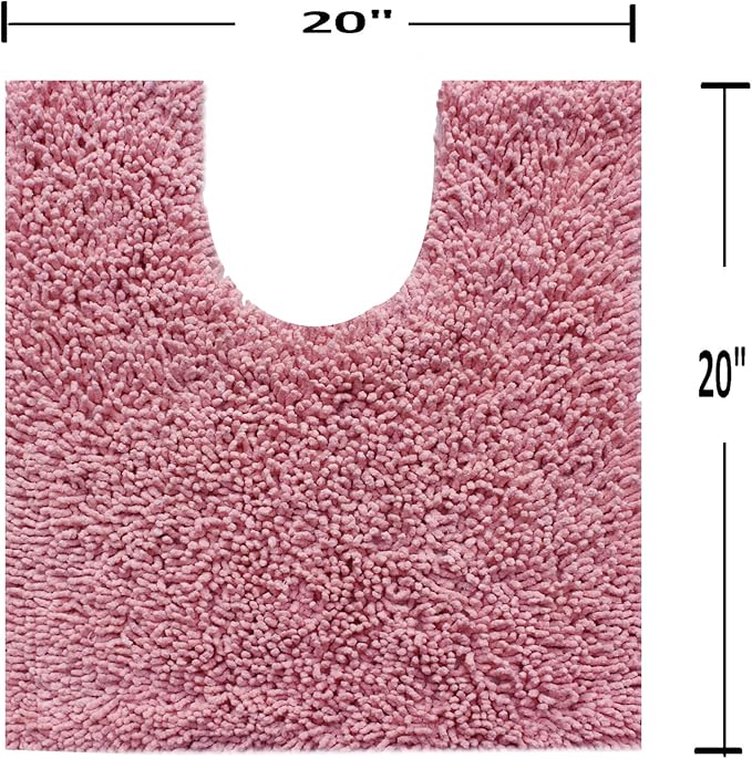 Home Weavers Fantasia Bath Rug 100% Cotton Bathroom Rugs Set, Bathroom Décor, Washable Rug, Extra Soft and Absorbent bath Rug, Kitchen Mat, Bath Mat Set, Bath Floor Mat Non Slip, 20"x20" Contour, Pink