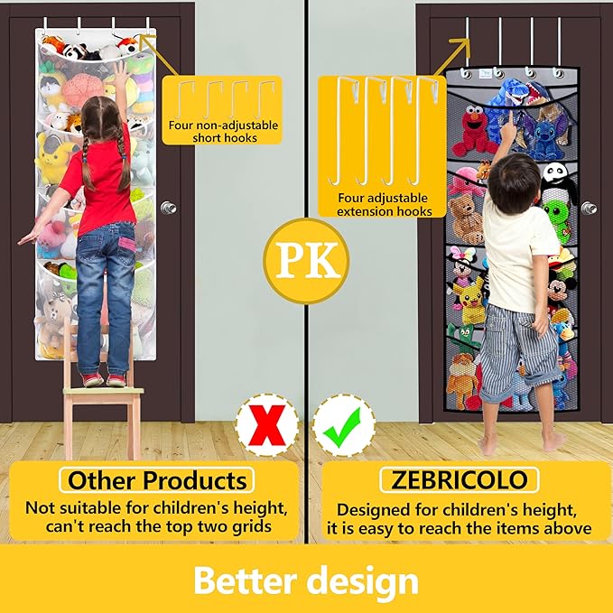 stuffed animal storage,The solution you have been looking for,stuff animal organizer,Holds a lot,toy storage,Way better than the ceiling hammocks,over the door,stuffy storage,Grey+Black