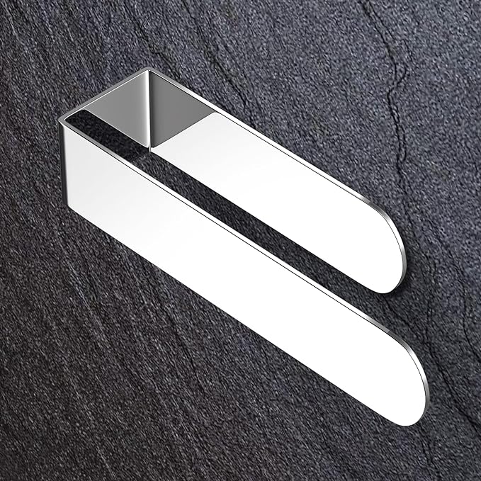 HUFEEOH Adhesive Hand Towel Holder, Kitchen Towel Rack Towel Bars Wall Mounted, Stainless Steel Bath Towel Holder for Bathroom Hotel Kitchen (8 inch, Polished Silver)
