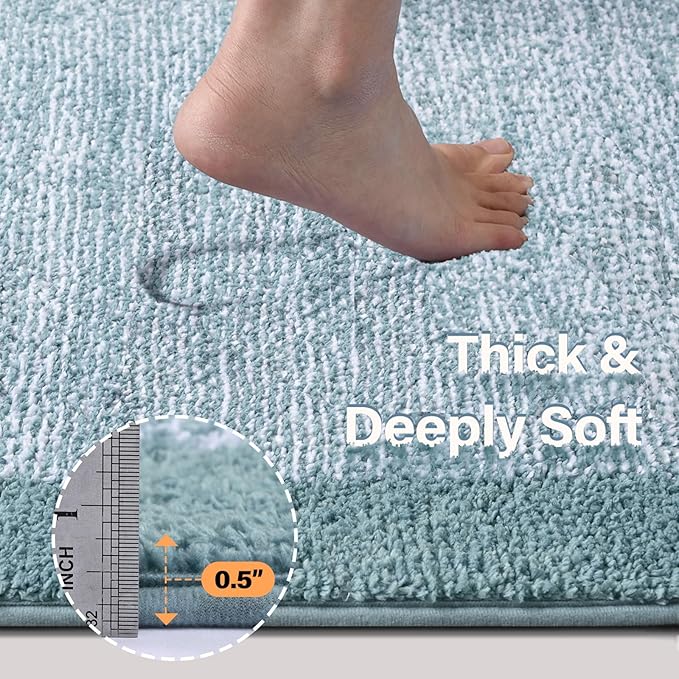 36x24 Large Bathroom Rugs Washable Non Slip, Dusty Blue Bath Mat for Bathroom Floor Tub, Soft Absorbent Quick Dry Mats for Shower, Bathtub,Home Decor