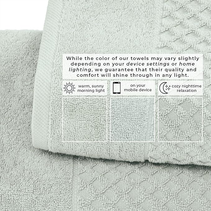 Great Bay Home Bath Towels - 100% Cotton 4 Pack 54x27 Bath Towel Set - Absorbent, Durable, Quick-Dry Towels for Bathroom (Pastel Blue)