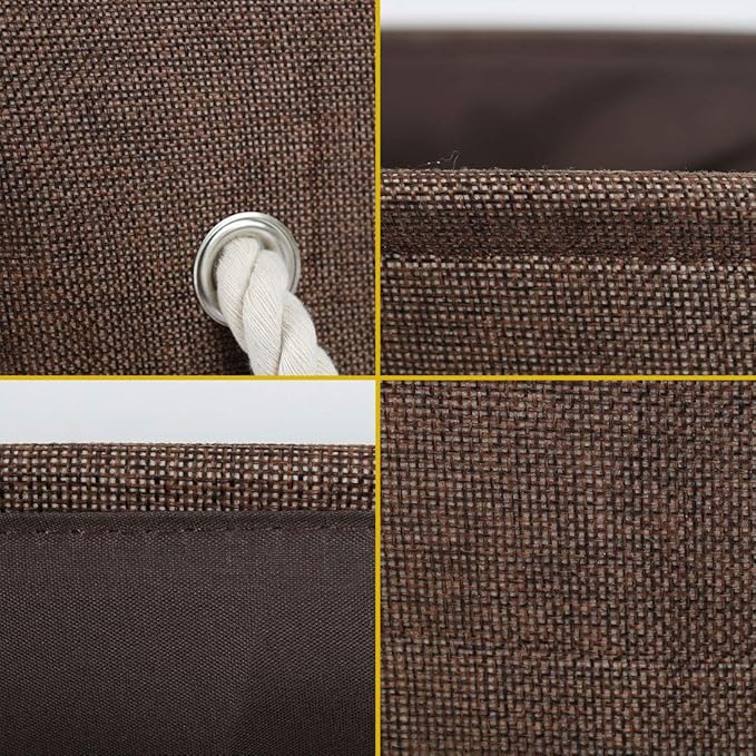uxcell Fabric Storage Basket with Dual Handles, Collapsible Storage Bins for Toys Laundry Clothes Storage, Home Organizer for Bedroom Office Closet Chocolate Color Medium
