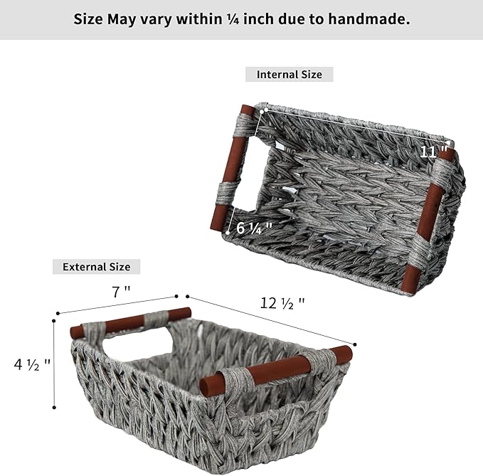 GRANNY SAYS Bundle of 2-Pack Storage Wicker Baskets with Handles & 3-Pack Wicker Storage Baskets for Organizing