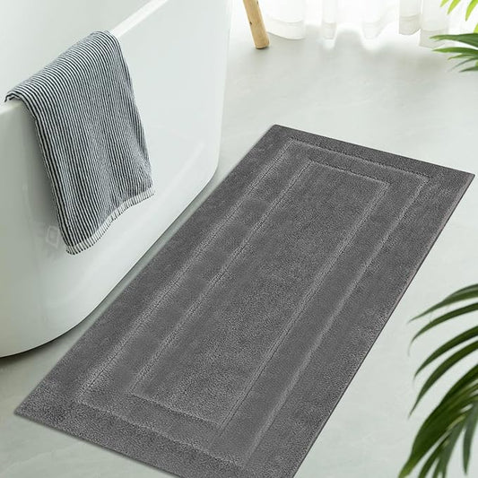 GRANNY SAYS Large Bathroom Rugs Non Slip Washable, 24" x 48", Water Absorbent Bath Mats for Bath, Thick Soft Shaggy Bath Rug, Microfiber Bath Floor Mat, Bathroom Decor, Deep Gray