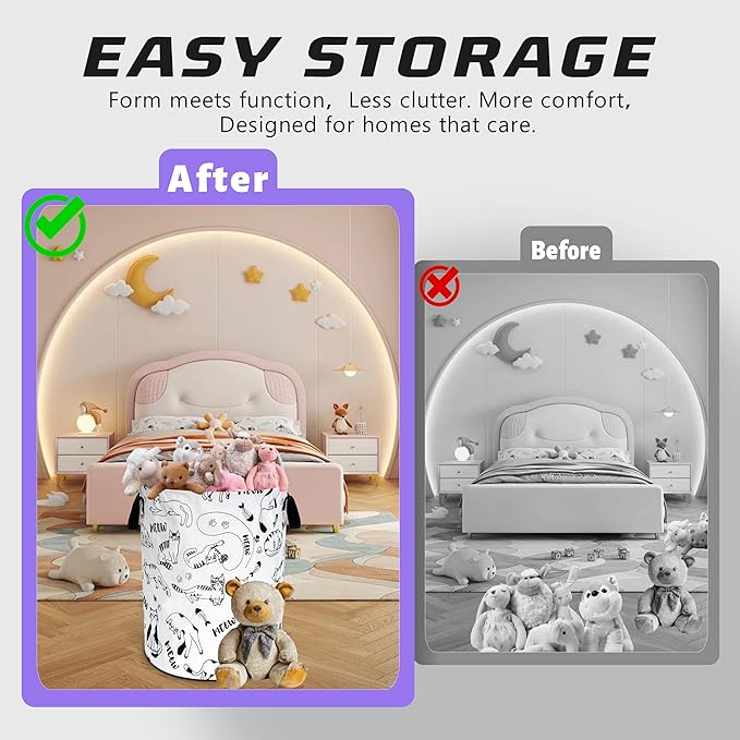 Cute Cat Laundry Basket Oxford Cloth Meow Pet Laundry Hamper Funny With Handle Foldable Portable Clothes Storage Basket 18.9 X 16.5 Inch Storage Bag For Laundry Room/Bathroom/Bedroom/Dormitories