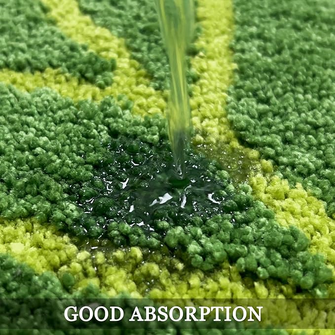 Green Bathroom Runner Rug - Leaf Long Bath Mat Plant Bathroom Rugs Non Slip Washable Spring Rug for Bath Room, Bedroom, Waterbasin, Bathtub Decor, Cute Bathmat Floor Carpet 20" x 47"
