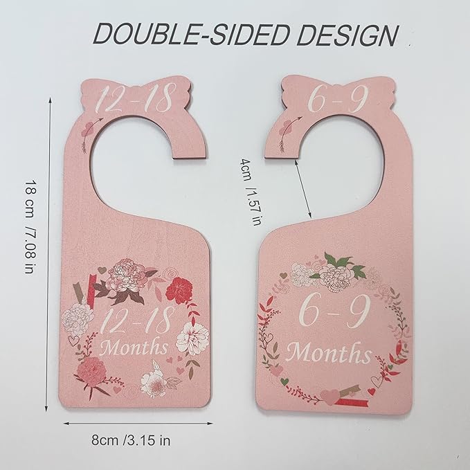 Baby Closet Dividers Pink 8pcs Baby Clothes Dividers for Closet Double-Sided Wooden Baby Closet Organizer Nursery Decor for Girls Wardrobe
