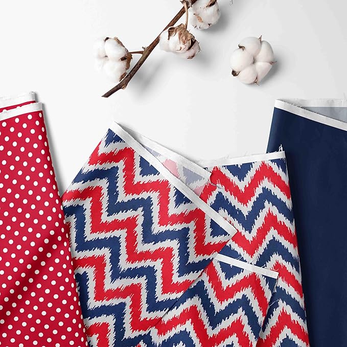 Bacati Mix and Match Nursery Fabric Storage Caddy with Handles, Navy/Red