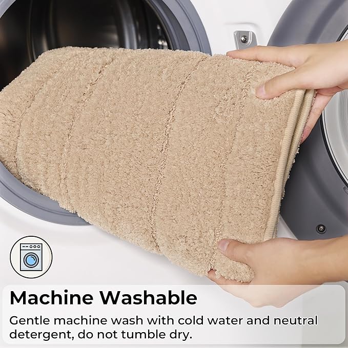 GRANNY SAYS Bathroom Rugs Sets 2 Piece,Soft Bath Mats for Bathroom, Bath Rugs Non Slip Washable, Absorbent Bath Rug for Tub,Shower and Toilet, Bathroom Mat Set (Beige, 20" x 32" + 16" x 24")
