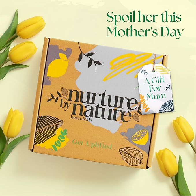 Nurture by Nature RELAX & UPLIFT Spa Kit for Women – Birthday Gifts for Women – 6 Piece Gift Basket with Hand Soap, Body Scrub, Hand Cream & More - Vegan Self Care Kit - Relaxation Gifts for Her
