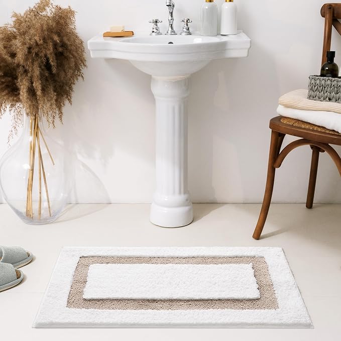 GRANNY SAYS Microfiber Bathroom Rugs Non Slip Washable, Water Absorbent Bathroom Mats for Tub, Soft Bath Mats for Bath Floor & Shower, Bath Rug, 24" x 36", Khaki Bath Rugs