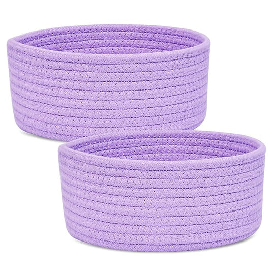 ABenkle 2 Pack Small Baskets, Cotton Rope Woven Basket, Cute Mini Tiny Storage Baskets, Decorative Boho Basket for Nursery Living Room Bedroom Shelf, Empty Gift Basket