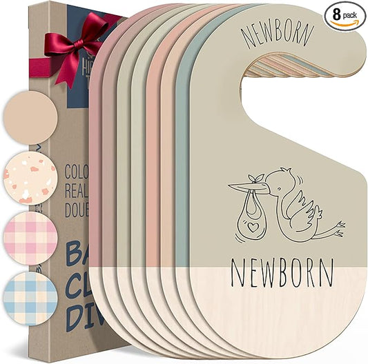 Baby Clothes Dividers For Closet - Wooden Baby Clothes Organizer Dividers for Boy & Girl, 8 Baby Closet Dividers by Size - Ideal Clothing Organizers