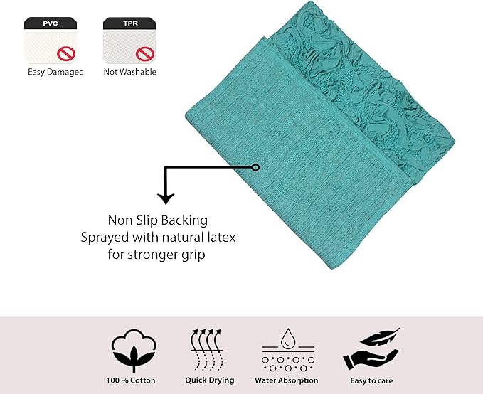 Home Weavers Bell Flower Collection 100% Cotton Tufted Bath Rugs, Extra Soft and Absorbent Bath Rugs, Non-Slip Bath Mats, Machine Washable, Bathroom Bath Mats for Floor, 17"x30" Slice Rug, Turquoise