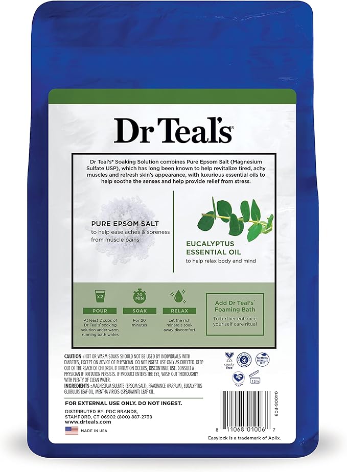 Dr Teal's Pure Epsom Salt, Lavender, Eucalyptus & Wellness Trio Bundle, 3 lbs (Pack of 3)