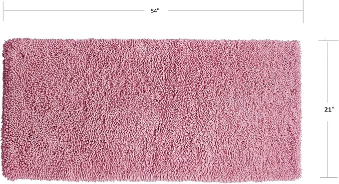 Home Weavers Fantasia Bath Rug 100% Cotton Bathroom Rugs Set, Bathroom Décor, Washable Rug, Extra Soft and Absorbent Bath Rug, Kitchen Mat, Bath Mat Set, Bath Floor Mat Non Slip, 21"x54" Runner, Pink