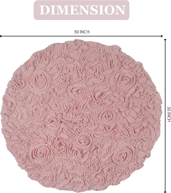 Home Weavers Bell Flower Collection 100% Cotton Tufted Bath Rugs, Extra Soft and Absorbent Bath Rugs, Non-Slip Bath Mats, Machine Washable, Bath Mats for Bathroom Floor and Tub, 30" Round, Pink